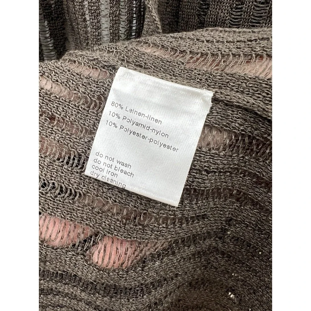 NWT Akris Cardigan Womens 14 Brown Linen Open Long Sleeve Mesh Duster Luxury